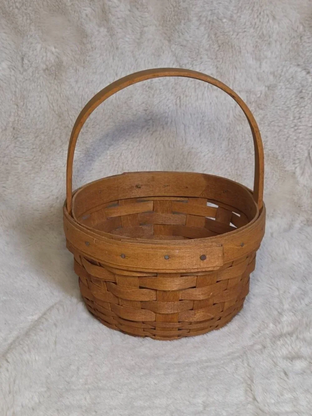 Longaberger Basket 1992 Discovery - 1492-1992 - Round w/ Metal Plaque Great Cond